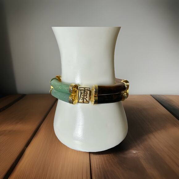Beautiful Vintage Stone Bracelet Marked Gold Plated, NA - Picture 1 of 7